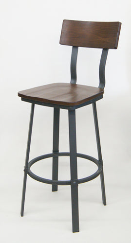 Eastmont Industrial Metal Walnut Wood Seat Back Side Chair