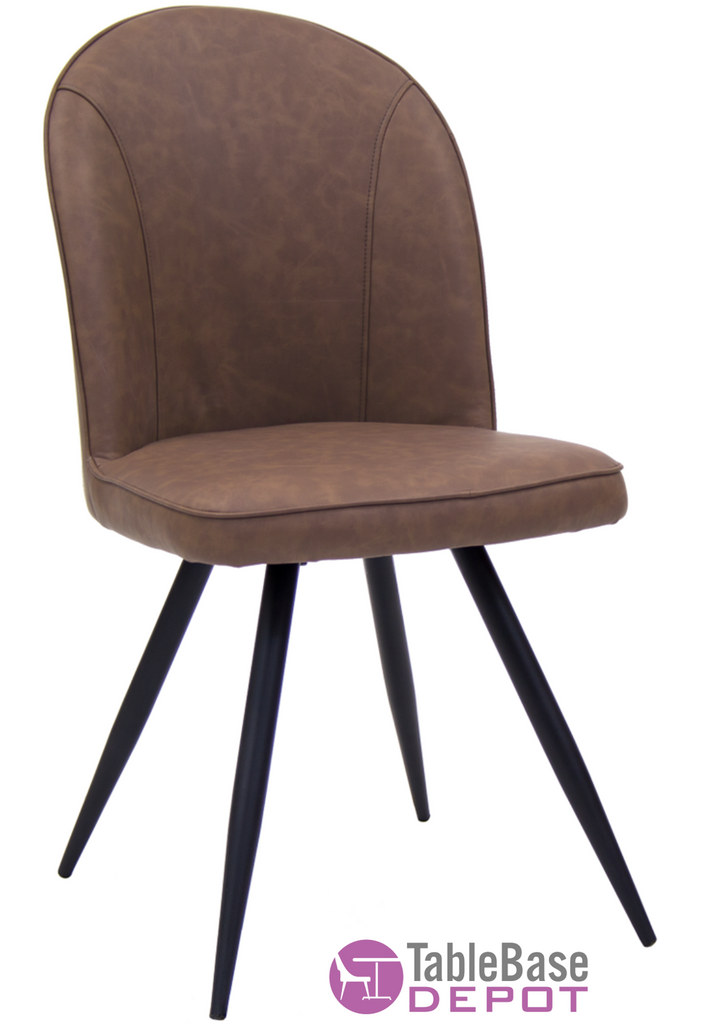 Margutta Fully Upholstered Brown Leatherette Metal Restaurant Side Chair