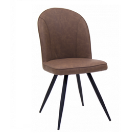 Margutta Fully Upholstered Brown Leatherette Metal Restaurant Side Chair