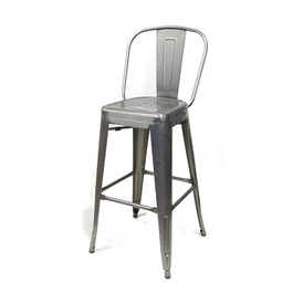 Medium Gun Metal High Back Tolix Bar Stool