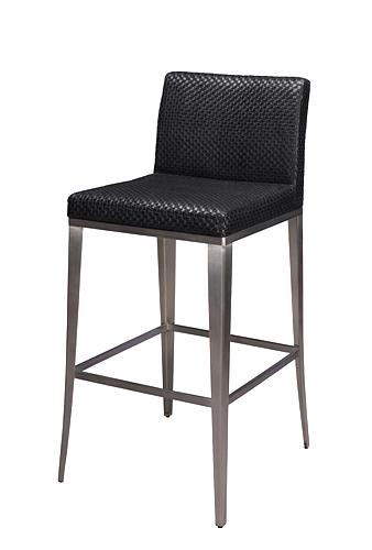 Nicci Stainless Steel Chair Upholstered In Black Textured Vinyl