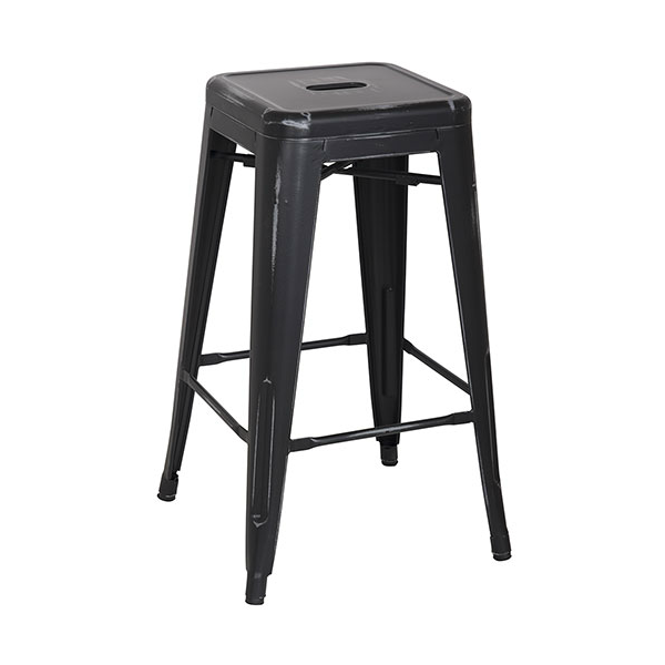 Old Black Antique Counter Height Bar Stool