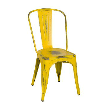 Old Country Yellow With Blue Paint Speckles Tolix Chair