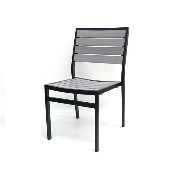 Oyster Gray Outdoor Side Chair Aluminum Black Frame