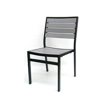 Oyster Gray Outdoor Side Chair Aluminum Black Frame