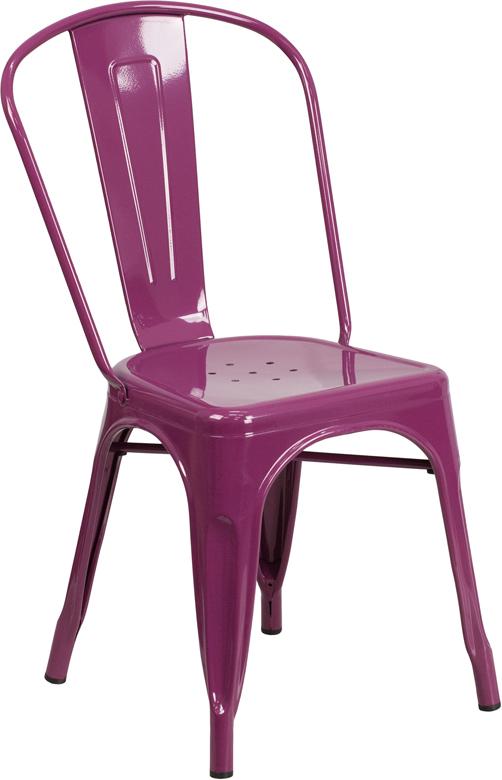 Grape Purple Finish Tolix Chair Galvanized in-Outdoor Use