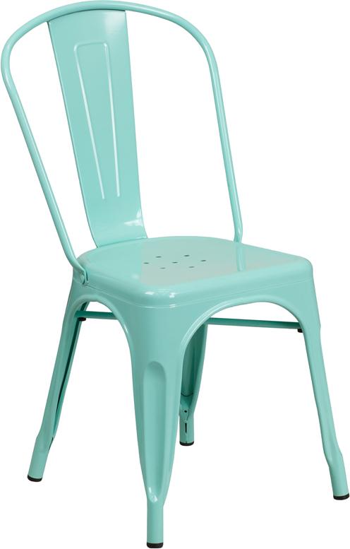 Tiffany Mint Finish Galvanized In-Outdoor Tolix Chair