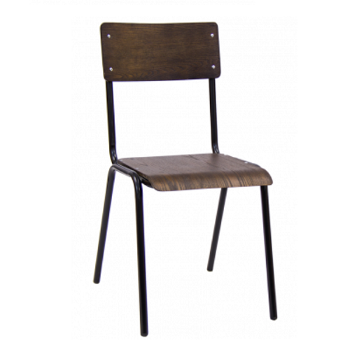 Prep School Vintage Restaurant Side Chair With Upscale Veneer Ply Seat and Back
