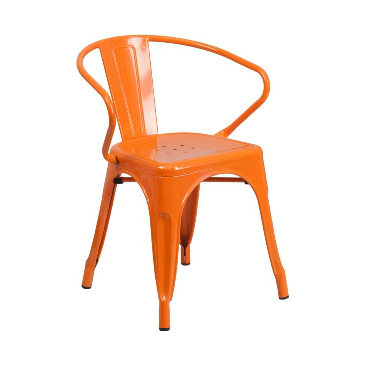 Princeton Orange Finish Tolix Arm Chair