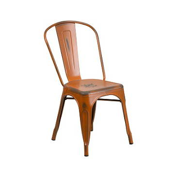 Pure Orange Antique Weathered Finish Tolix Chair