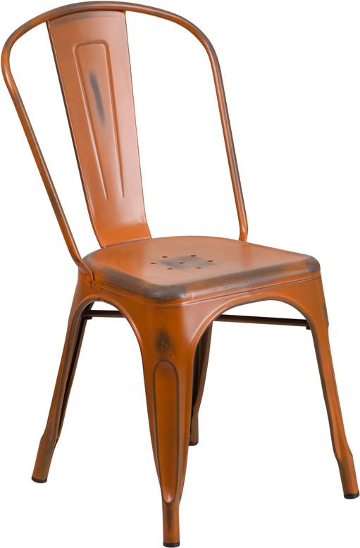 Pure Orange Antique Weathered Finish Tolix Chair
