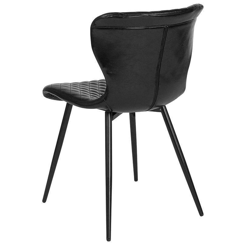 Riverway Black Vinyl Upholstered Chair Black Metal Legs