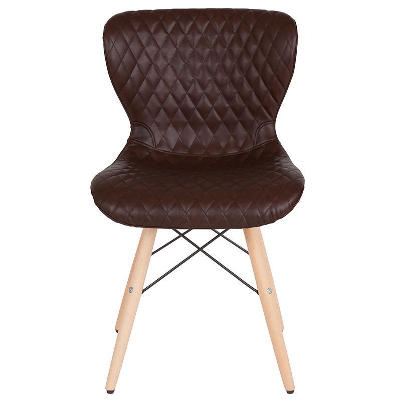 Riverway Brown Vinyl Upholstered Chair Natural Wooden Legs