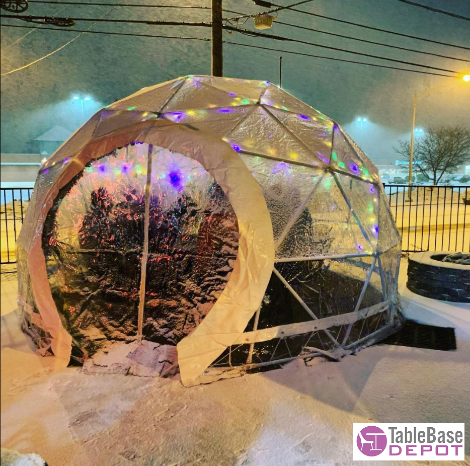 Smaller Version Safe Pod Steel Patio Igloo 6 Person 3.5M Geodesic Dome Tent Circular Zipper Entrance