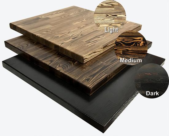 Smoked Carbon Ash Wood Restaurant Table Tops