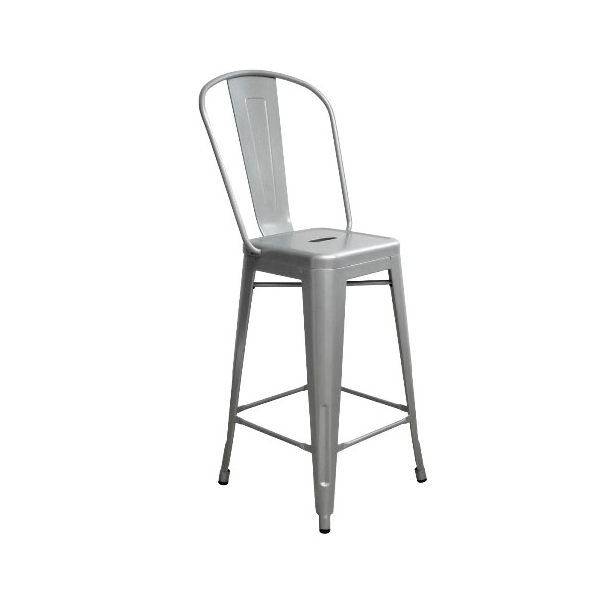Sonic Silver High Back Counter Height Tolix Stool