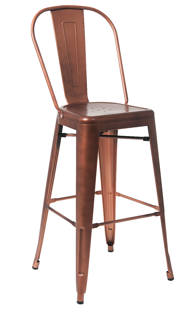 Custom Taw-Nee Copper Finish Highback Tolix Bar Stool