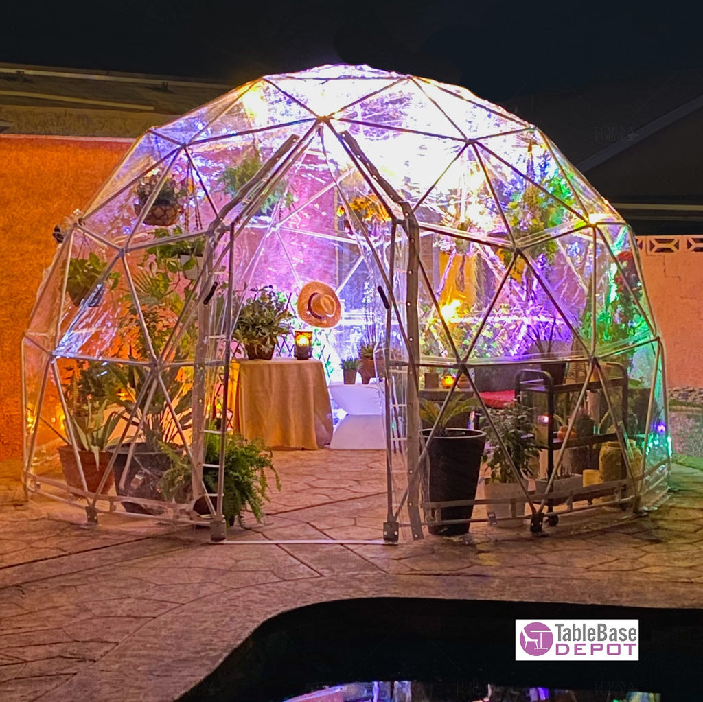 Stylish Year-Round Igloo Conservatory Patio Dome Steel Frame Tent 4M 6 Person V Door Zipper Entrance