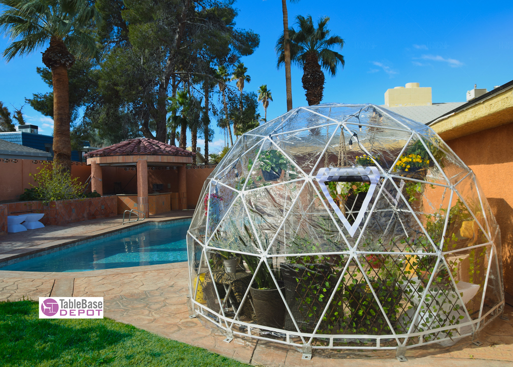 Stylish Year-Round Igloo Conservatory Patio Dome Steel Frame Tent 4M 6 Person V Door Zipper Entrance