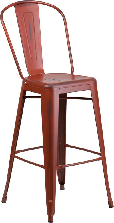 Tractor Red Antique Weathered Tolix Bar Stool Large Seat