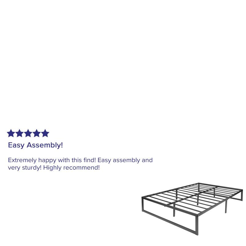 Trendy Nights Metal Platform Bed Frame No Box Spring Needed Steel Slat Support Quick Lock Functionality