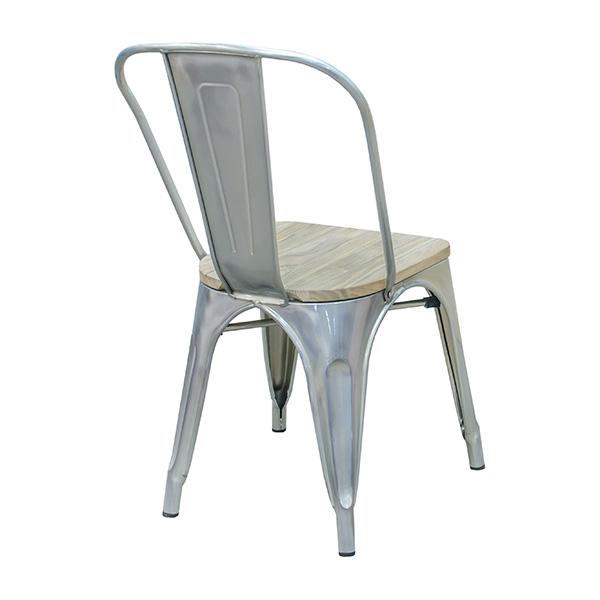 Light Gun Metal Tolix Chair Natural Finish Wood Seat