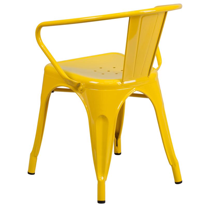 Vibrant Yellow Galvanized Tolix Arm Chair In-Outdoor
