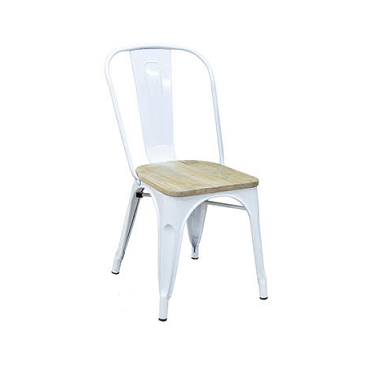 White Tolix Chair Natural Wood Seat