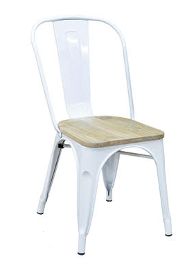 White Tolix Chair Natural Wood Seat