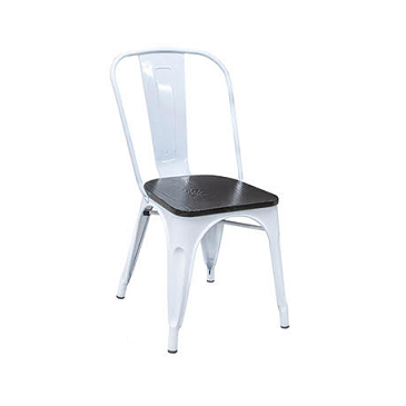 White Tolix Chair Onyx Finish Wood Seat