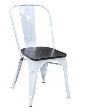 White Tolix Chair Onyx Finish Wood Seat