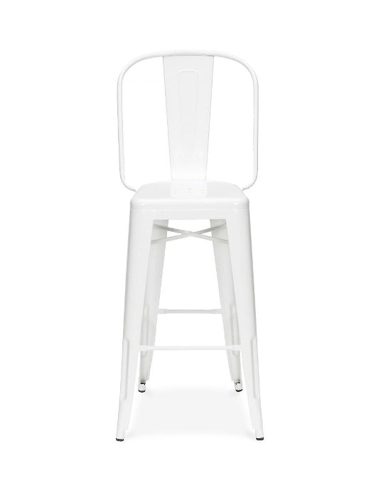 Classic Solid White High Back Tolix Bar Stool