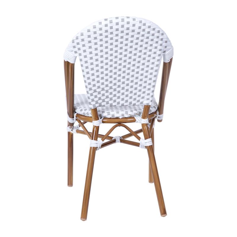 White And Gray Santorini Indoor Outdoor Commercial Greek Bistro Stacking Restaurant Patio Chair