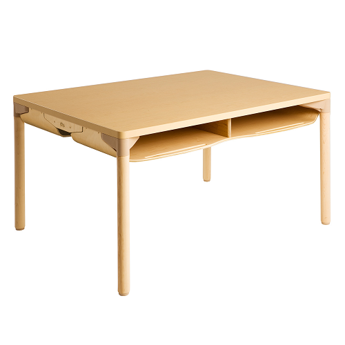 Willowbrook Adjustable Four Person School Desk Extra Storage Natural Wood Finish