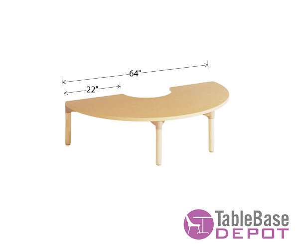 Willowbrook Adjustable Half Circle Classroom Table Natural Wood Finish