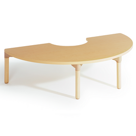 Willowbrook Adjustable Half Circle Classroom Table Natural Wood Finish
