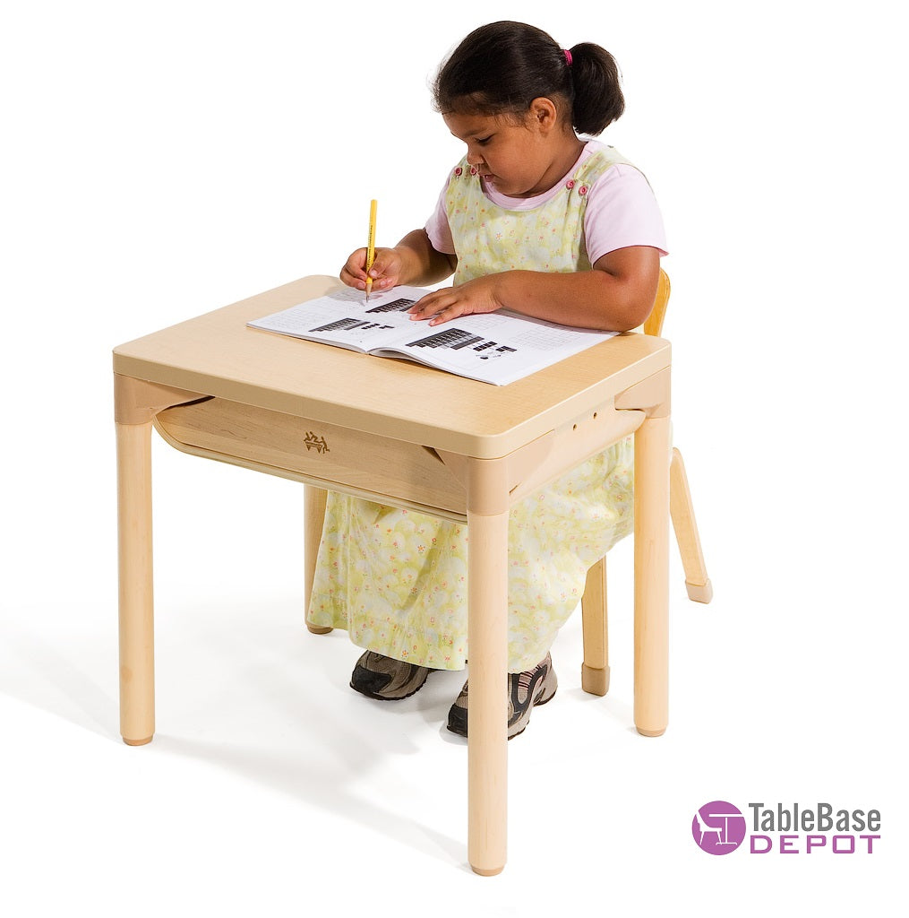 Willowbrook Adustable School Desk Extra Storage Natural Wood Finish