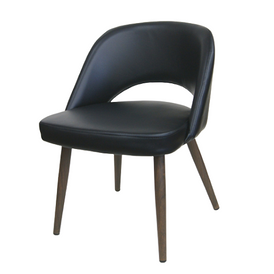 The Baltimore Chair Black Vinyl With Wood Grain Metal Legs