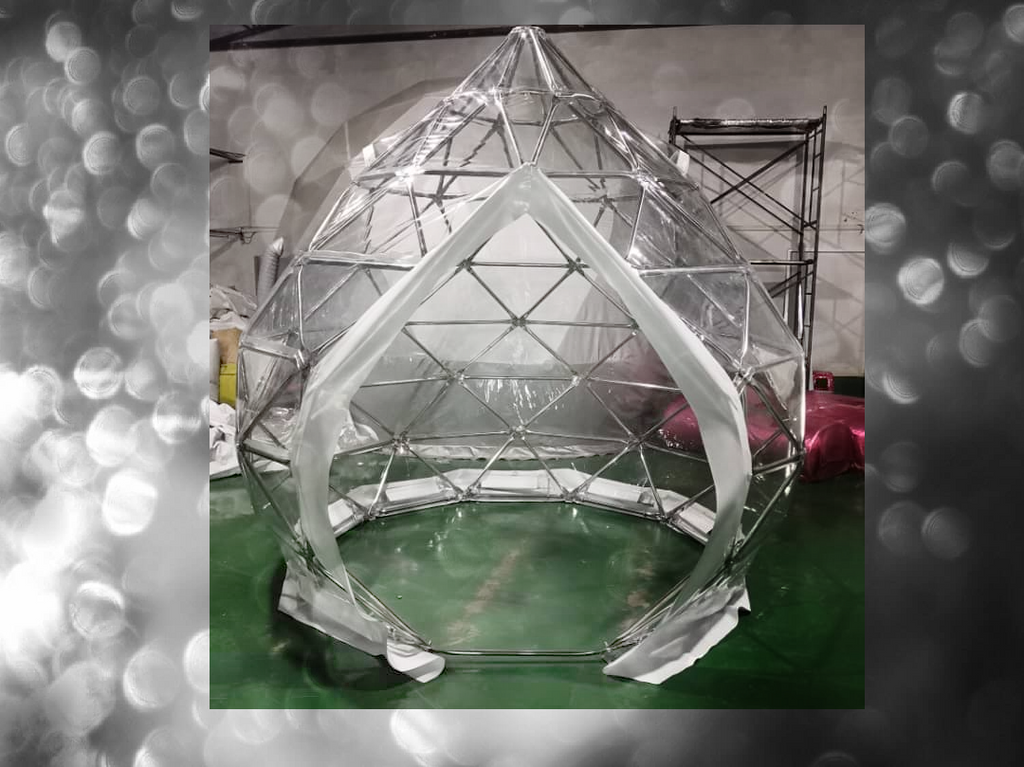 Double Helix Shape Geodesic Dining Dome Igloo Tent Stainless Steel 3M 4 Person