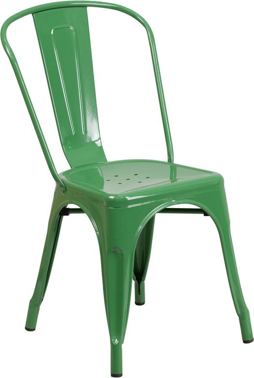 Green Tolix Outdoor Patio Chairs and Table 31.5 x 63 - 7 Piece Set