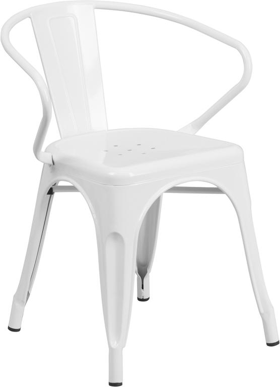 White Tolix Outdoor Patio Arm Chairs and Table 31.5 x 63 - 7 Piece Set